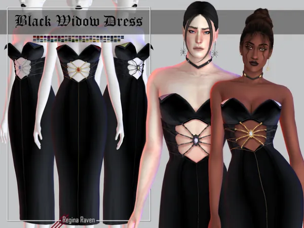 Alpha Black Widow Dress by simsfinds - The Sims 4 Custom Content