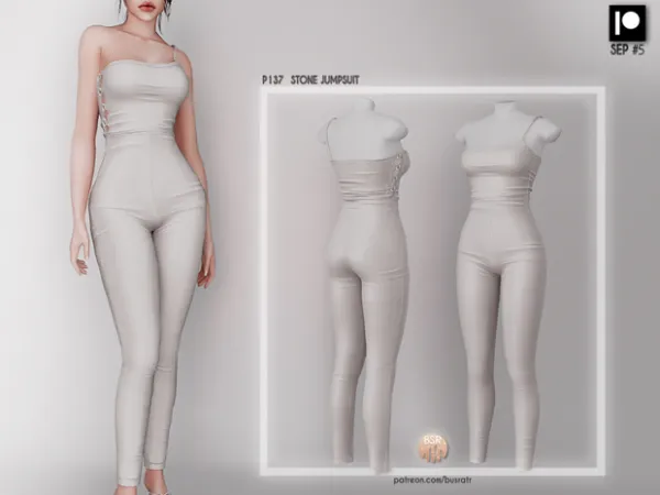 Alpha STONE JUMPSUIT P137 tr by busra - The Sims 4 Custom Content