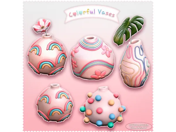 Mix Colorful Vases by hydrangeachainsaw - The Sims 4 Custom Content