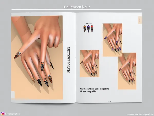 Alpha Halloween Nails by simtographies - The Sims 4 Custom Content