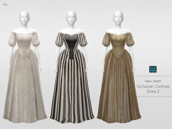 Maxis Match Victorian Clothes Set Dress 2 by elfdor - The Sims 4 Custom Content