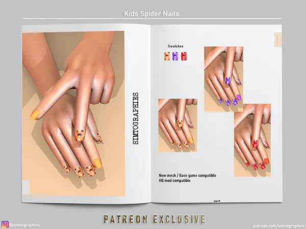 Alpha Spider Nails (Kids) by simtographies - The Sims 4 Custom Content