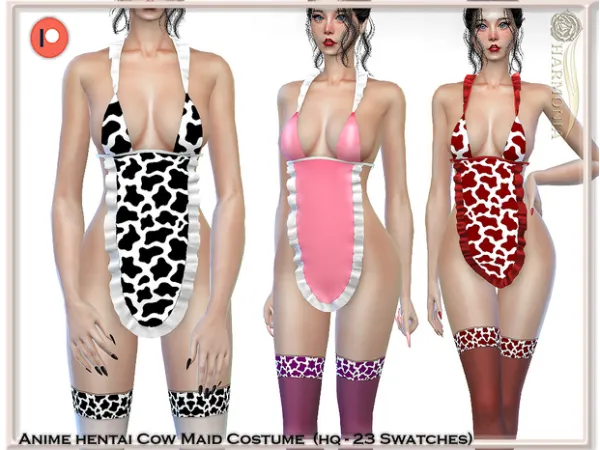Alpha ANIME HENTAI COW MAID COSTUME SOCKS by harmoniasims4 - The Sims 4 Custom Content
