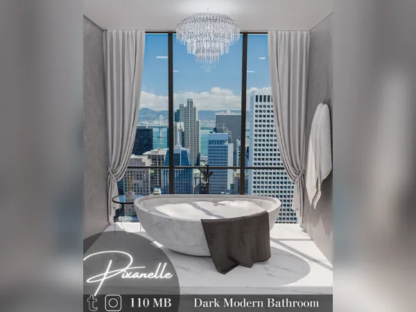 Pixanelle - Dark Modern Bathroom Blender scene