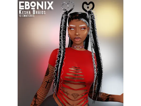 Alpha Kesha Braids by Ebonixsims - The Sims 4 Custom Content