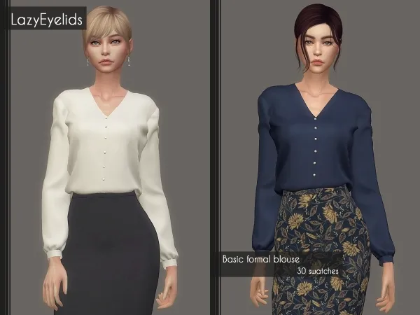 Alpha Basic formal blouse by lazyeyelids - The Sims 4 Custom Content
