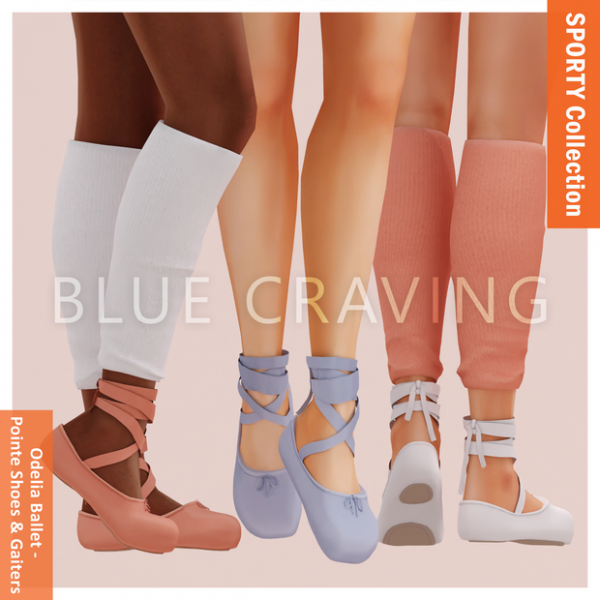 Alpha Blue craving Odelia pointe shoes and gaiters by bluecraving - The Sims 4 Custom Content
