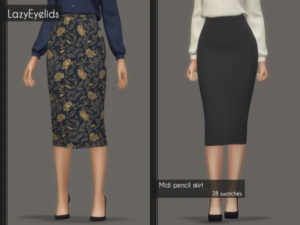 Alpha Midi pencil skirt by lazyeyelids - The Sims 4 Custom Content