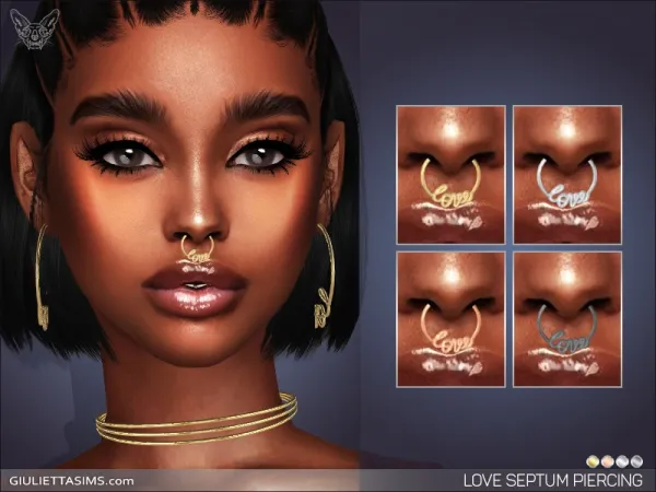 Alpha LOVE SEPTUM NOSE PIERCING by simsfinds - The Sims 4 Custom Content