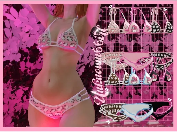 Alpha Hello kitty bikini's by unknown66irl - The Sims 4 custom content
