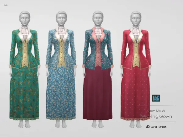 Maxis Match 18th Century Traveling Gown by elfdor - The Sims 4 Custom Content