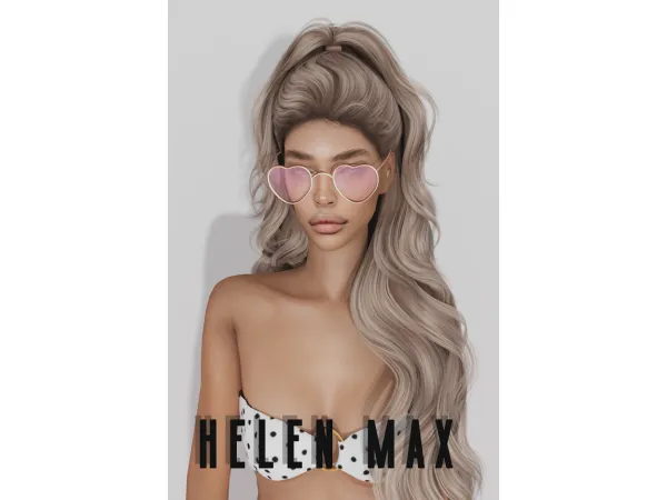 Alpha Pink Heart Glasses by Helen Max - The Sims 4 Custom Content