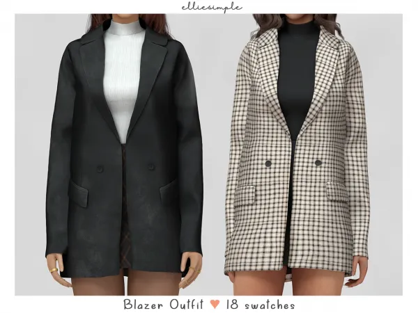 Alpha Elliesimple Blazer Outfit by elliesimple - The Sims 4 Custom Content