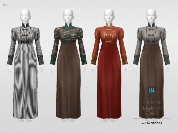 Maxis Match Regency Dress 1 by elfdor - The Sims 4 Custom Content