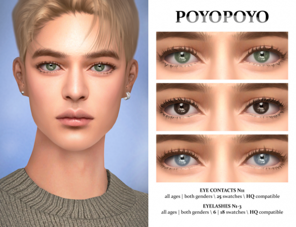 Alpha Eyelashes N1 3 Eye Contacts N11 by simsfinds - The Sims 4 Custom Content