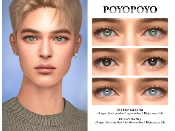 Eyelashes N1-3 \ Eye Contacts N11 by PoyoPoyo