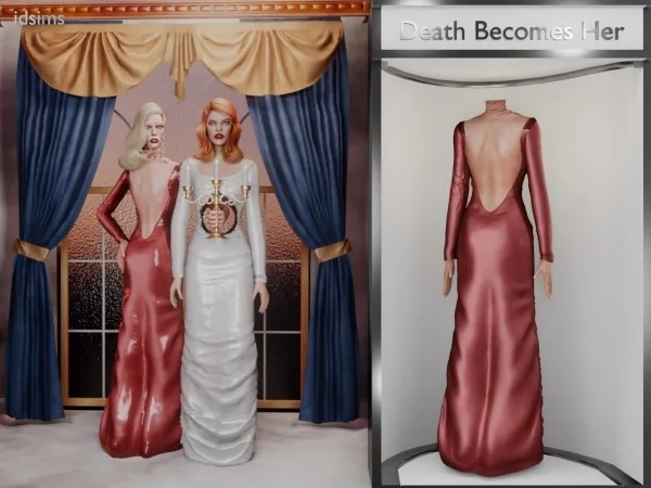 Alpha Death Becomes Her Meryl Streep Dress by polygoncouture - The Sims 4 Custom Content