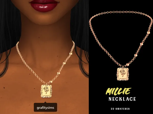 Alpha Millie Necklace by grafity-cc - The Sims 4 Custom Content
