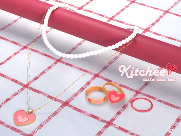 Alpha [EGGSIMS] Kitchee Heart cute Acc Set (Necklace 03 Ring 05) by simsfinds - The Sims 4 Custom Content