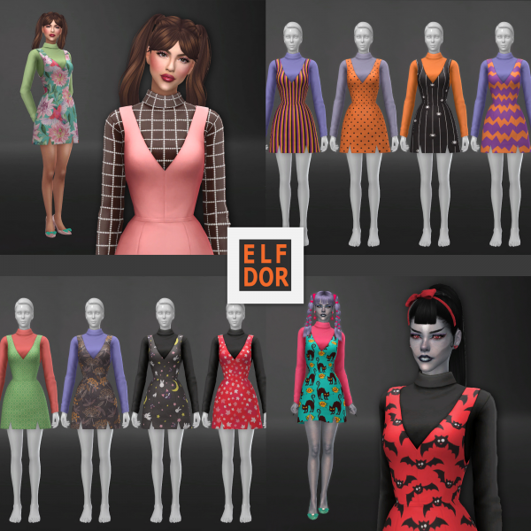 Maxis Match Autumn Dress Halloween edition by elfdor - The Sims 4 Custom Content