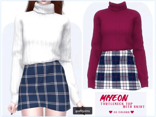 Alpha Miyeon Turtleneck Sweater with Skirt - The Sims 4 Custom Content