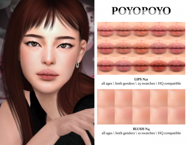 Alpha Makeup Set N15 Lips N20 Blush N4 by simsfinds - The Sims 4 Custom Content