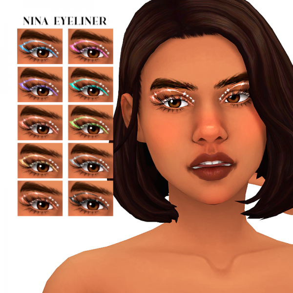Maxis Match Look at me Makeup Collection (4 eyeshadows2 eyeliners) by simsfinds - The Sims 4 Custom Content