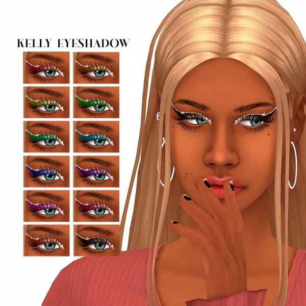 Maxis Match Look at me Makeup Collection (4 eyeshadows2 eyeliners) by simsfinds - The Sims 4 Custom Content