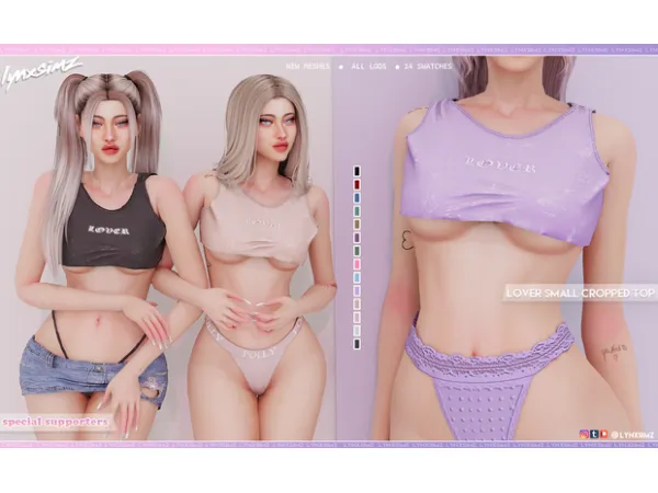 Alpha Lover Small Cropped Top by lynxsimz - The Sims 4 Custom Content