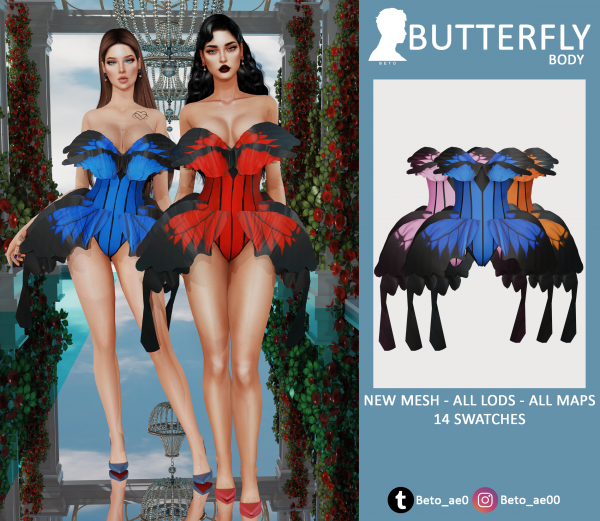 Alpha Butterfly Body by simsfinds - The Sims 4 Custom Content