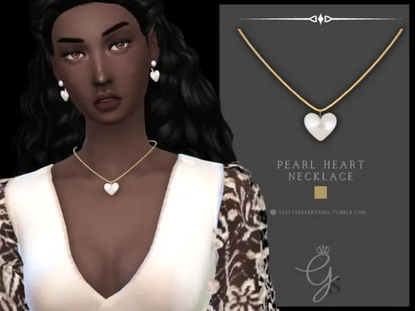 Mix Pearl Heart Necklace by simsfinds - The Sims 4 Custom Content