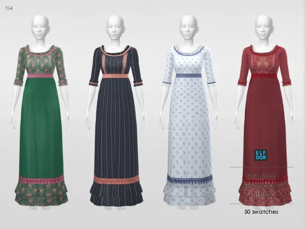 Maxis Match Regency Dress 2 by elfdor - The Sims 4 Custom Content