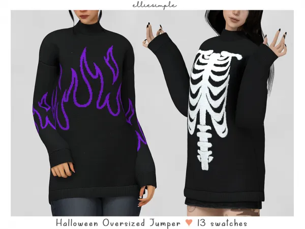 Alpha elliesimple halloween oversized jumper by elliesimple - The Sims 4 Custom Content