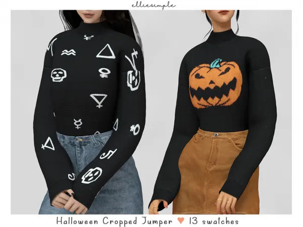 Alpha elliesimple halloween cropped jumper by elliesimple - The Sims 4 Custom Content