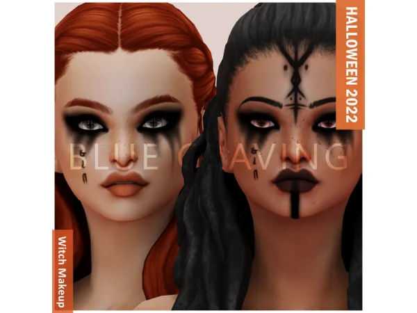 Alpha HALLOWEEN 2022 Makeup set by Blue Craving - The Sims 4 Custom Content