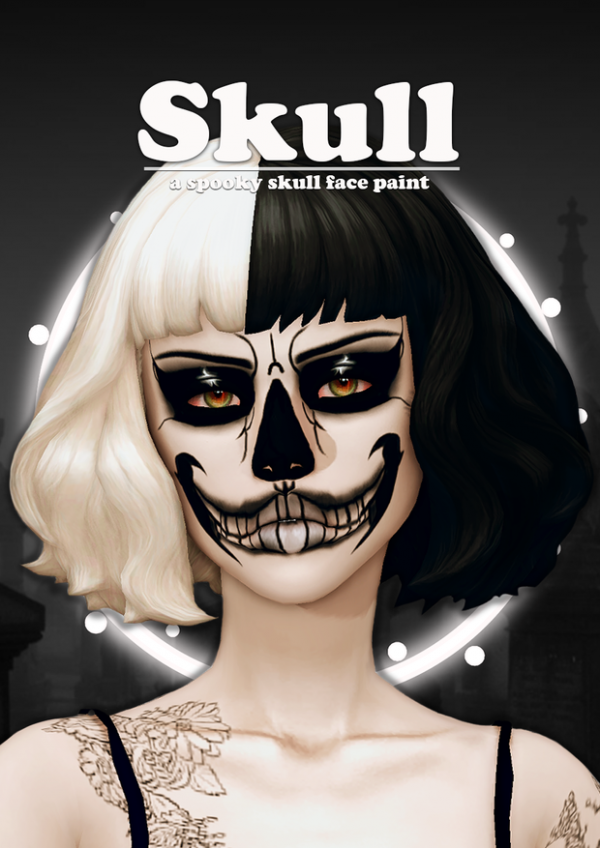 Mix SKULL a spooky skull face paint by simsfinds - The Sims 4 Custom Content