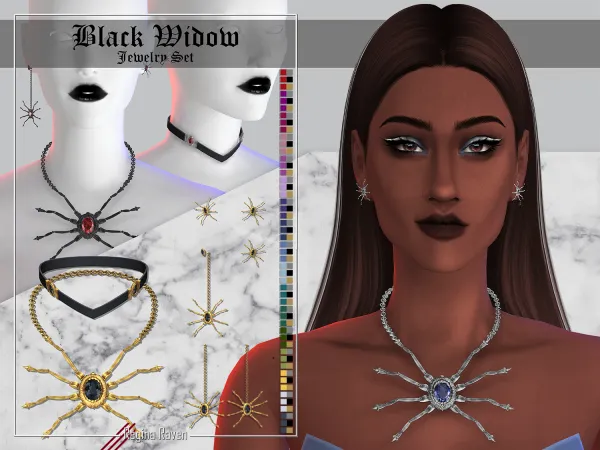 Alpha Black Widow Jewelry Set by simsfinds - The Sims 4 Custom Content