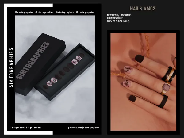 Alpha Nails AM02 by simtographies - The Sims 4 Custom Content