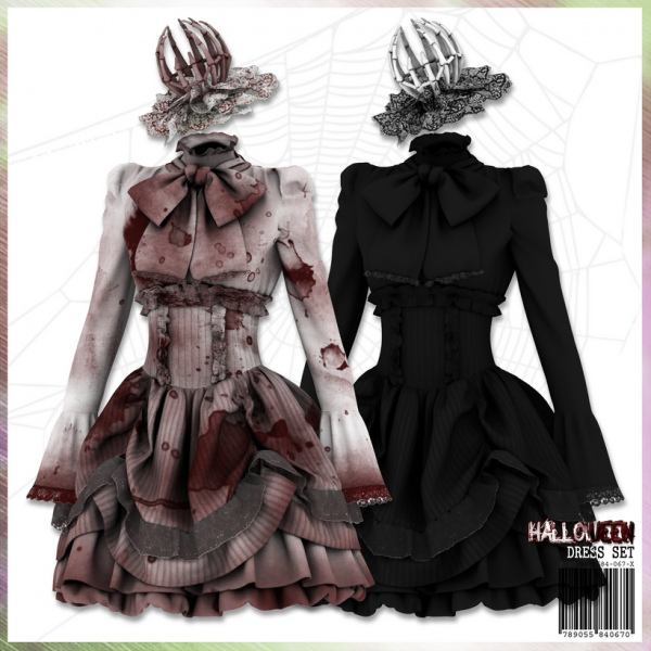 Alpha HALLOWEEN Dress Set by simsfinds - The Sims 4 Custom Content