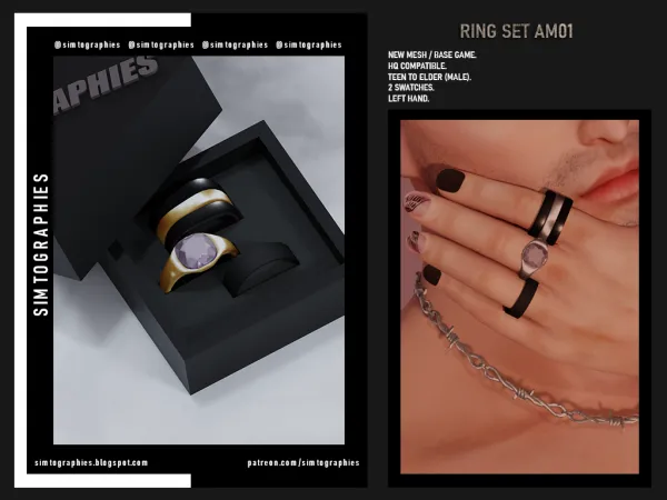 Alpha RIng Set AM01 by simtographies - The Sims 4 Custom Content