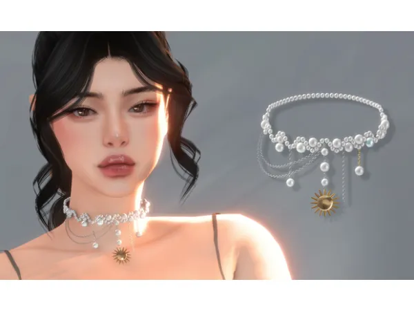 Alpha Saint Pearl Necklace by Chih - The Sims 4 Custom Content
