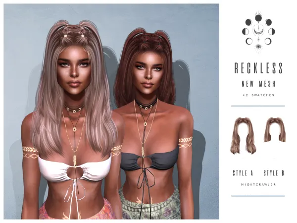 Alpha nightcrawler reckless hair by nightcrawler - The Sims 4 Custom Content
