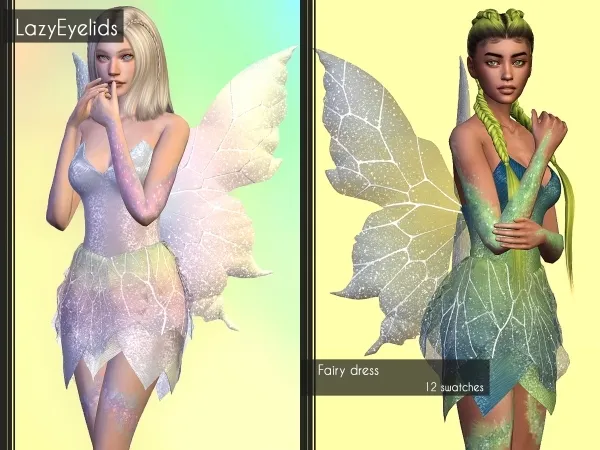 Alpha Fairy dress by lazyeyelids - The Sims 4 custom content
