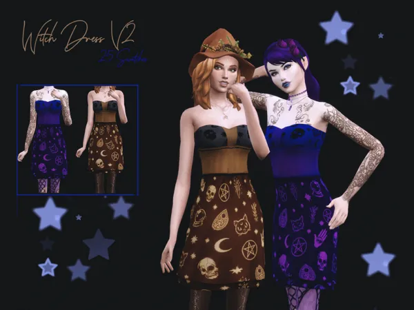 Maxis Match Witch Dress V2 by Reevaly - The Sims 4 Custom Content