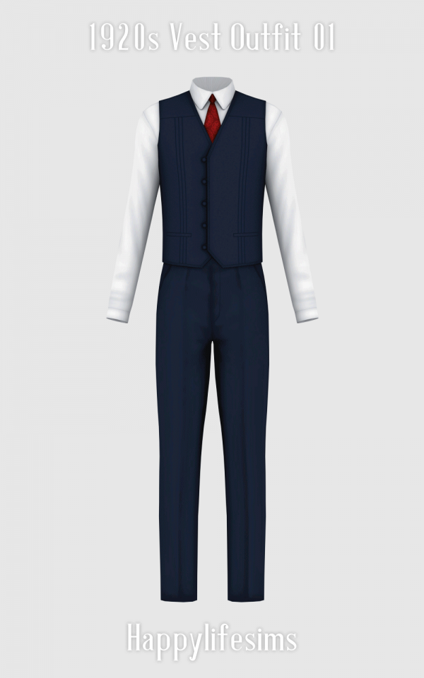 Mix [Lonelyboy] 1920s Vest Outfit 01 by simsfinds - The Sims 4 Custom Content