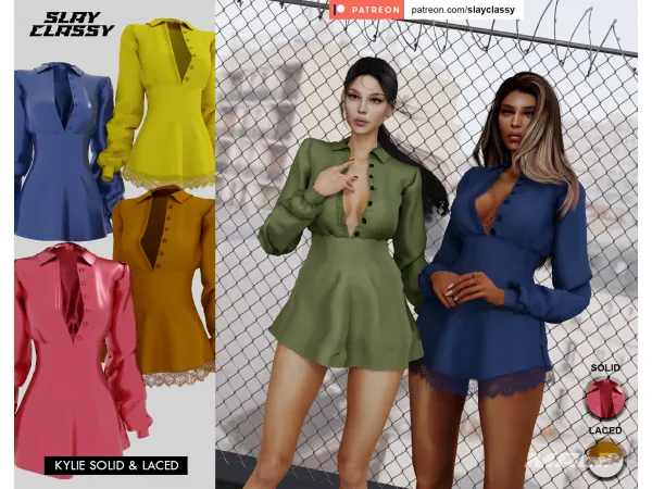 Alpha SC145 KYLIE DRESS SOLID by slayclassy - The Sims 4 Custom Content