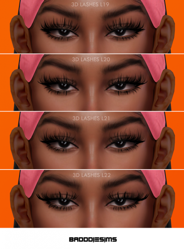 Alpha 3D LASHES L19 L20 L21 L22 by simsfinds - The Sims 4 Custom Content