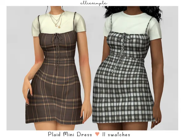 Alpha elliesimple plaid mini dress by elliesimple - The Sims 4 Custom Content