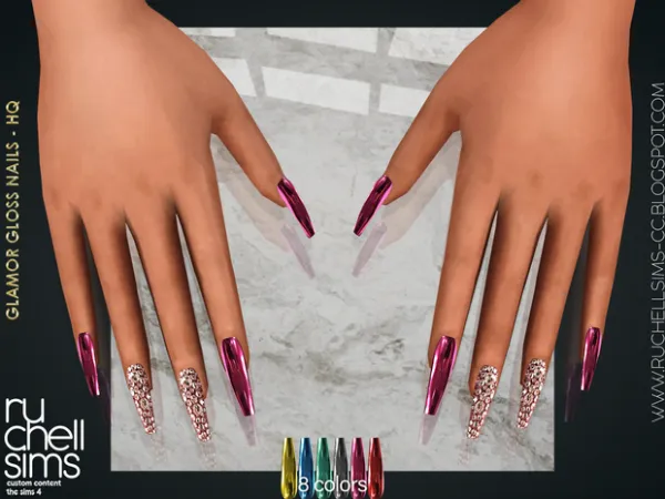Alpha Glamor Gloss Nails Free by ruchellsims - The Sims 4 Custom Content