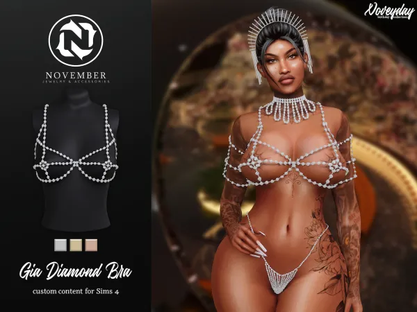Alpha November Gia Diamond Bra by bergdorfsims - The Sims 4 Custom Content
